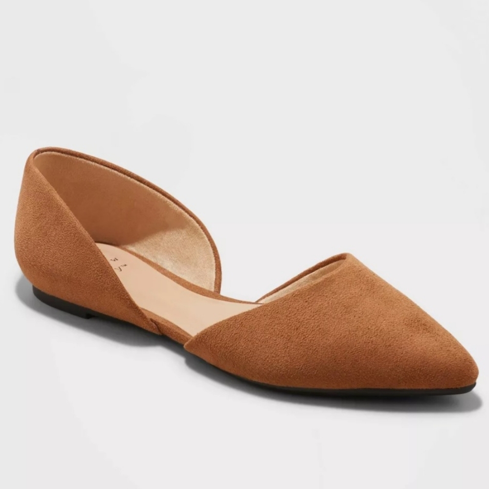 A New Day Women's Tan Suede Ballet  Flats